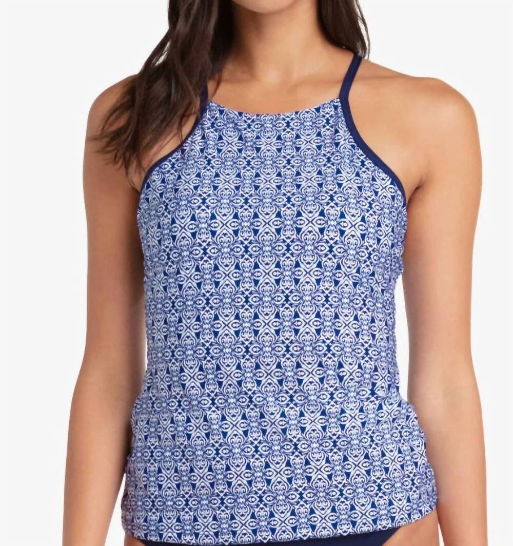 NEW HELEN JON racerback tankini top in tangier & navy